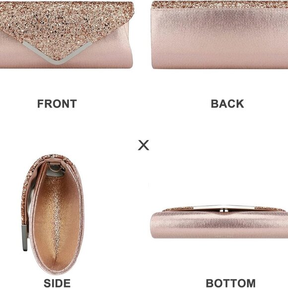 Clutch Purse Evening Bag for Women Prom Glitter Sparkling Envelope Mini - Picture 2 of 6